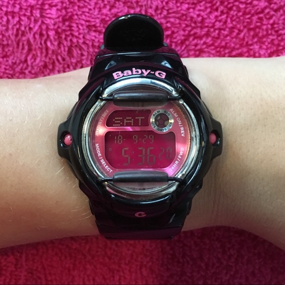 baby g black and pink watch